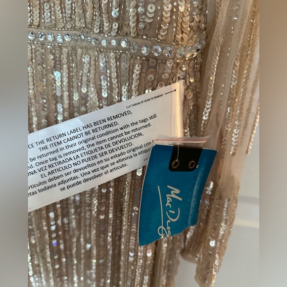 Mac Duggal Sequin Illusion Long Sleeve Trumpet Gown in Rose Gold NWT - Picture 9 of 10